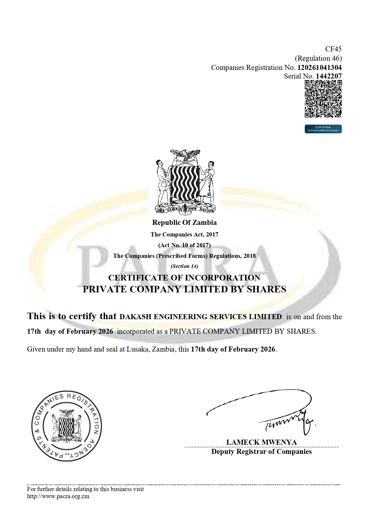 Certificate of Incorporation